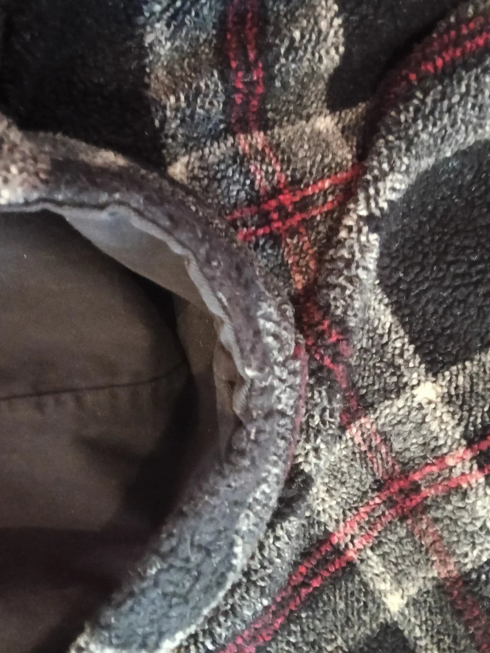 Polo by Ralph Lauren Black Plaid Hooded Zip Jacket with Red Accents